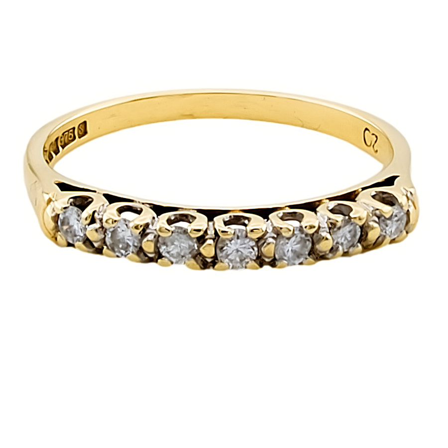 9ct gold Cubic Zirconia half eternity Ring size O